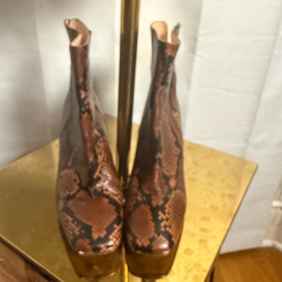 J. Crew Brown and Black Ankle Boots with Snake Print - Picture 3 of 6